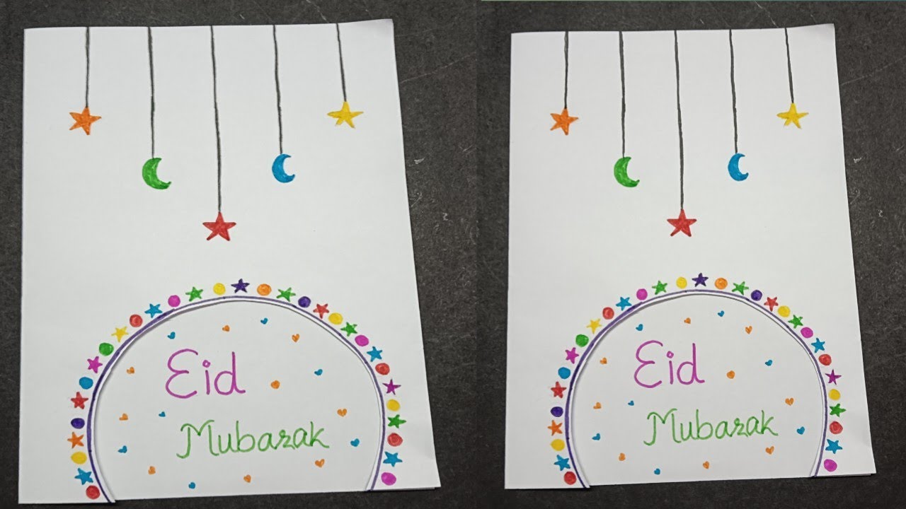 Easy White Paper Eid Mubarak Card / Beautiful Eid  Without glue and tape / Eid Card and decoration