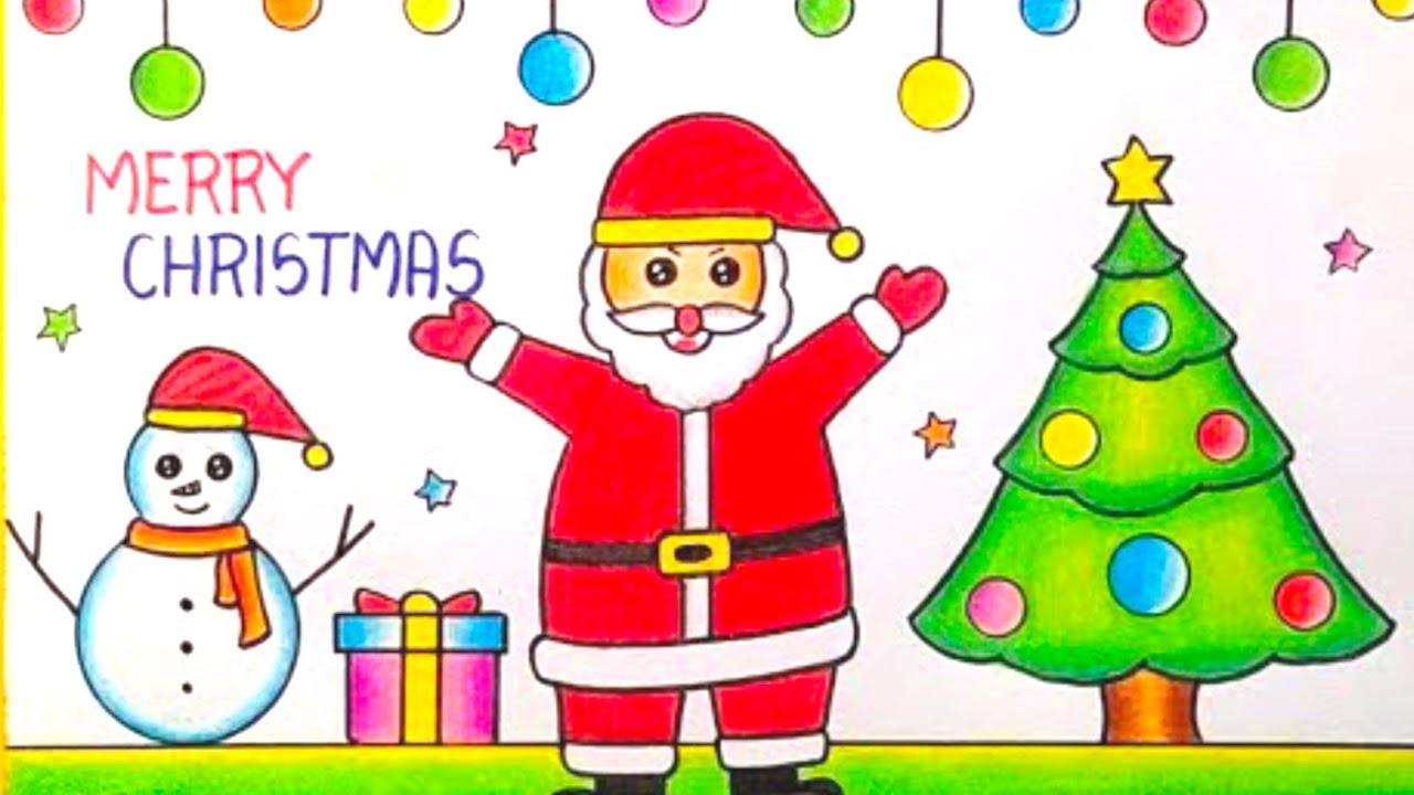 Merry Christmas drawing easy | santa claus drawing 2025