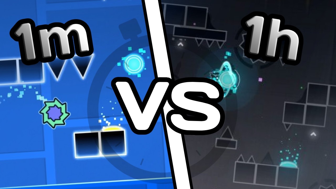 Making a GD level in 1s VS 1h | 1 year special | geometry dash