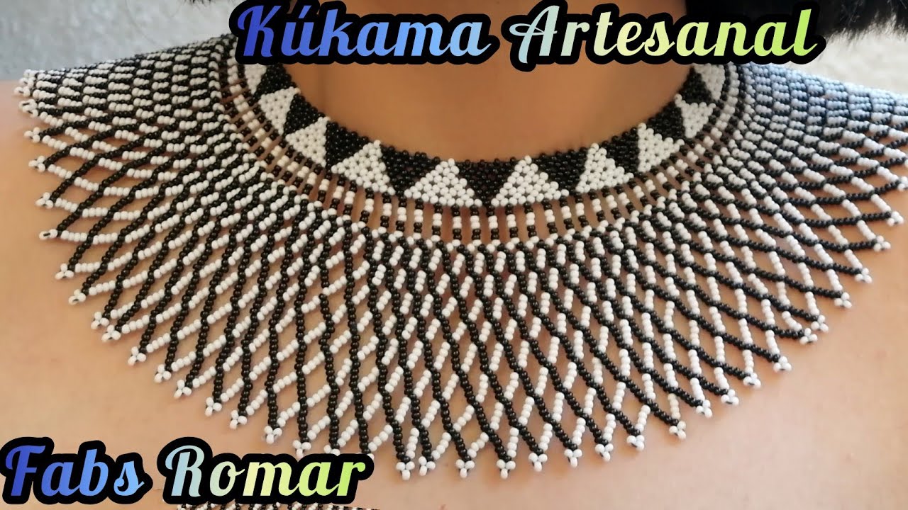 collar de chaquira /Mostacilla estilo Zulú en blanco y negro 😱😘🌹