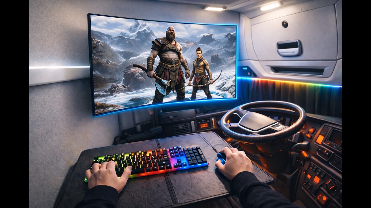 Truck Driver Turns His Cabin Into a Gaming Room | Road Life POV