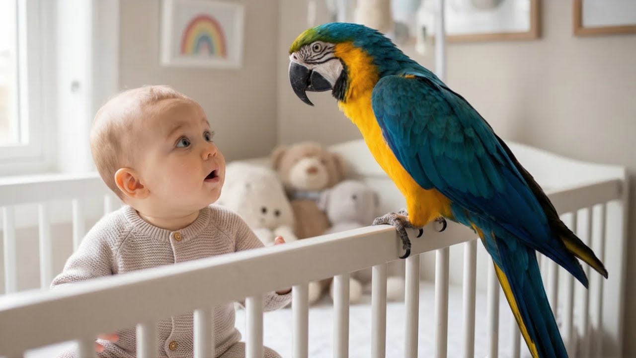 Si la caméra n’enregistrait pas, on ne croirait pas ce que ce perroquet faisait au bébé