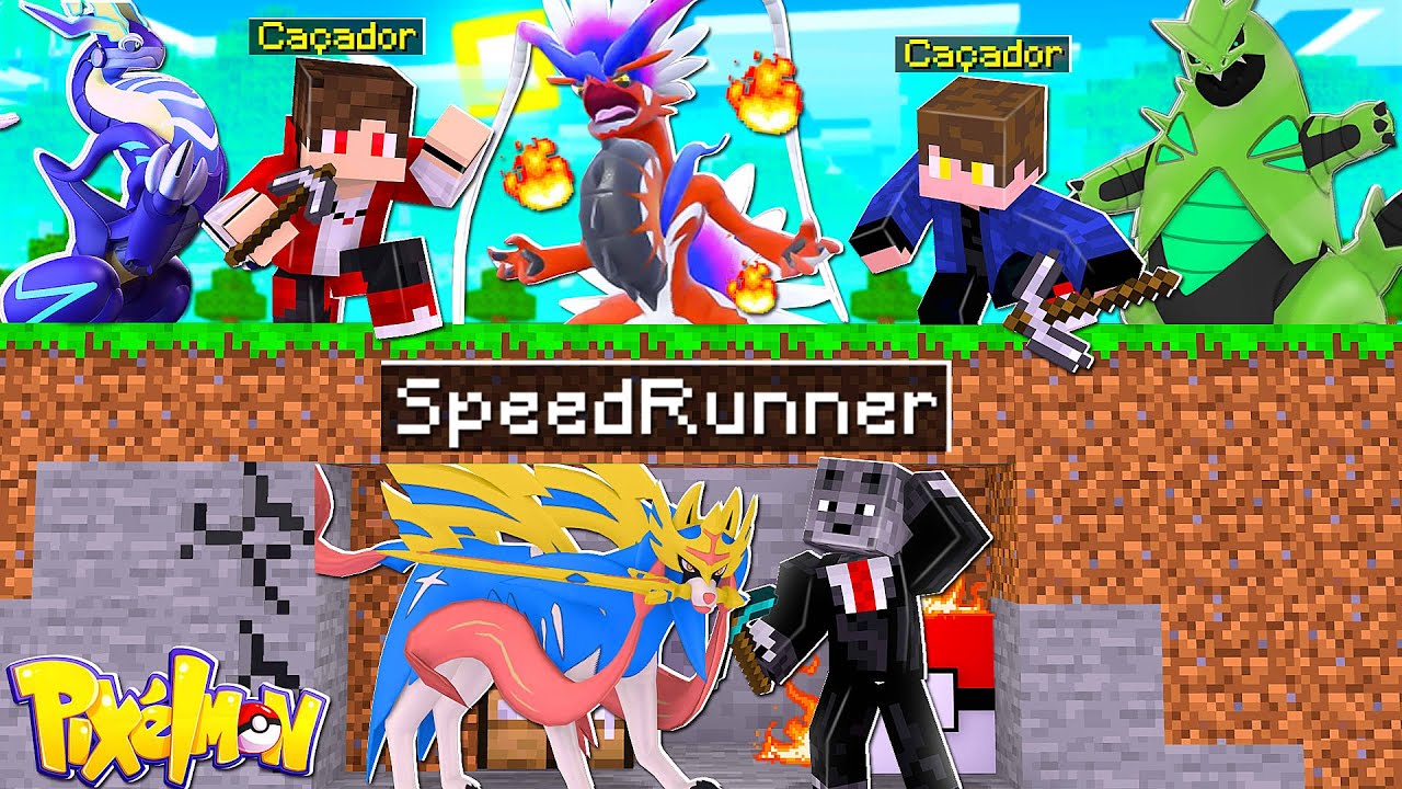 Minecraft Pixelmon Manhunt (2 Caçadores VS 1 Speedrunner) mas meu Pokémon Inicial é LENDÁRIO