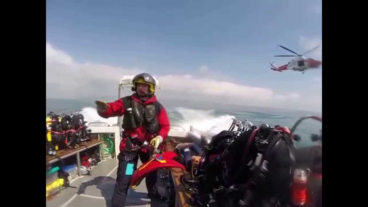 Helicopter lift off Scimitar Portland dive boat