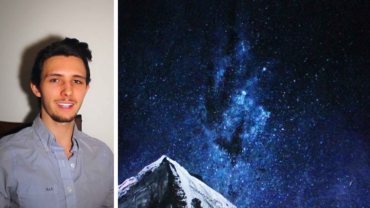 Как нарисовать звёздное ночное небо. Базовый урок скоростной живописи для начинающих.