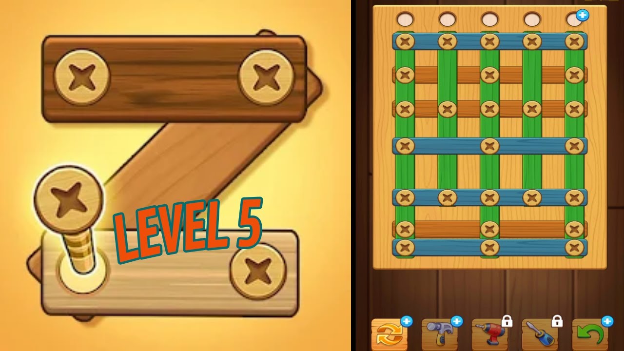 🏅 SCREW PUZZLE: Wood Nut & Bolt 🤪 Level 5 🧩 Gameplay Walkthrough