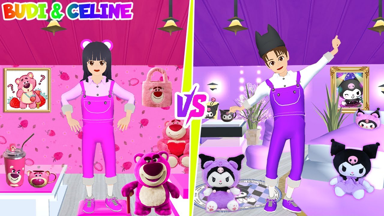 Yuta VS Mio Lomba Dekorasi Kamar Lotso Pink🩷 Kuromi Ungu💜 24 Jam | Siapa Paling Keren?