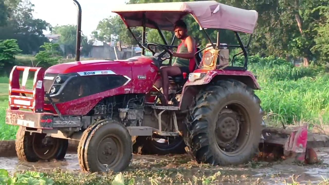 Solis 4515 4Wd Tractor with Maschio Virat 7ft Rotawaiter pani mein jutaai