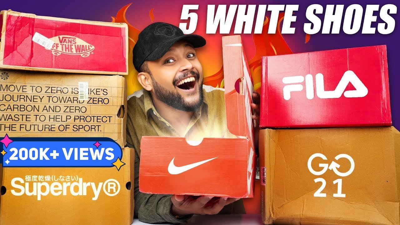 UNBOXING 5 WORLD'S BEST WHITE SNEAKERS/SHOES FOR MEN 2023 | Superdry, Nike, Vans, Fila | ONE CHANCE