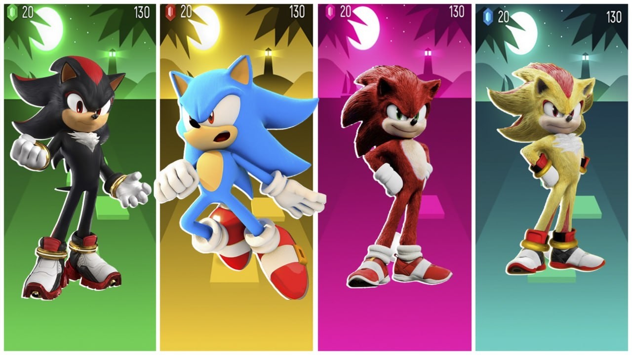 BLACK SONIC vs BLUE SONIC vs RED SONIC vs YELLOW SONIC - Tiles Hop EDM Rush🎵
