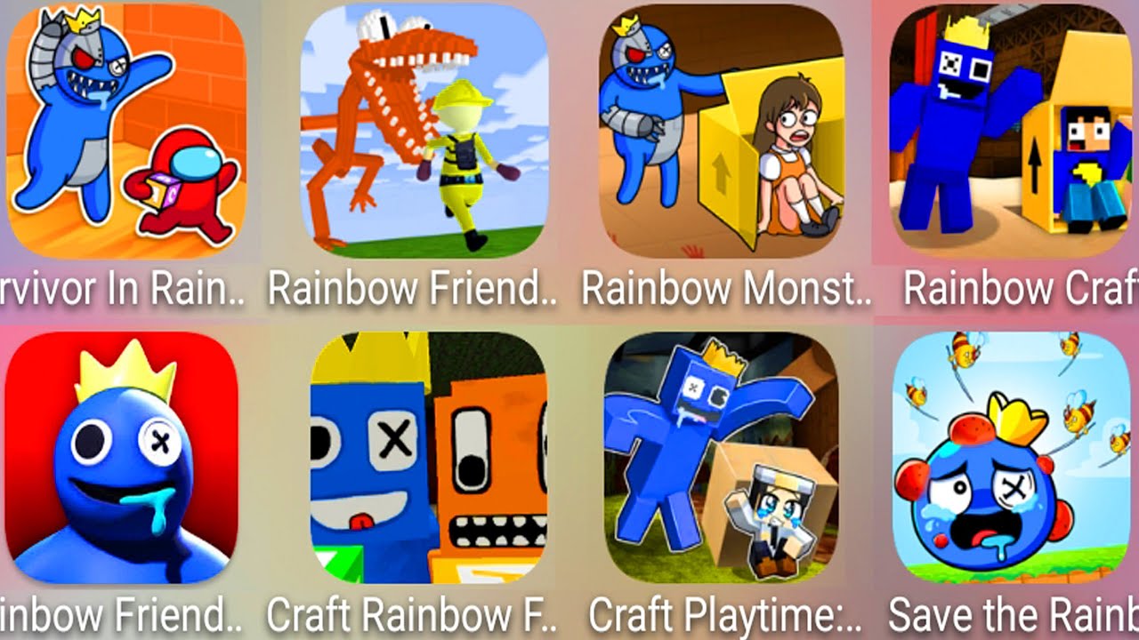 Survivor In Rainbow Monster,Rainbow Friends 2,Save The Rainbow,Craft Rainbow Hide 'N Seek........