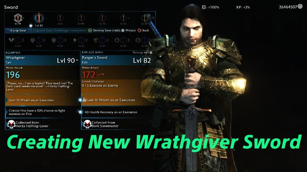Creating New wrathgiver Sword and Upgrading it