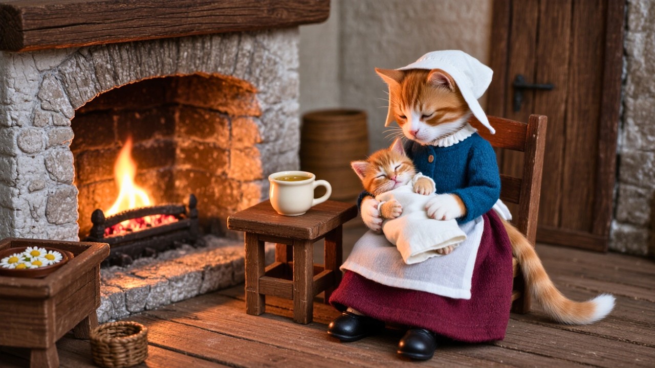 Cat Family Winter Life in the 1800s ❄️🐾 | A Long Day of Love & Care