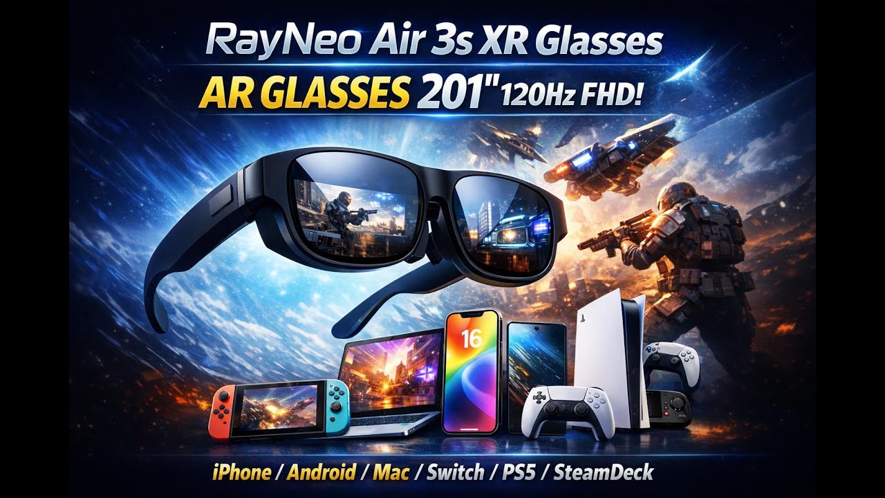 RayNeo Air 3s XR Glasses - AR Glasses 201" 120Hz FHD HueView Eye-Care Video Display,