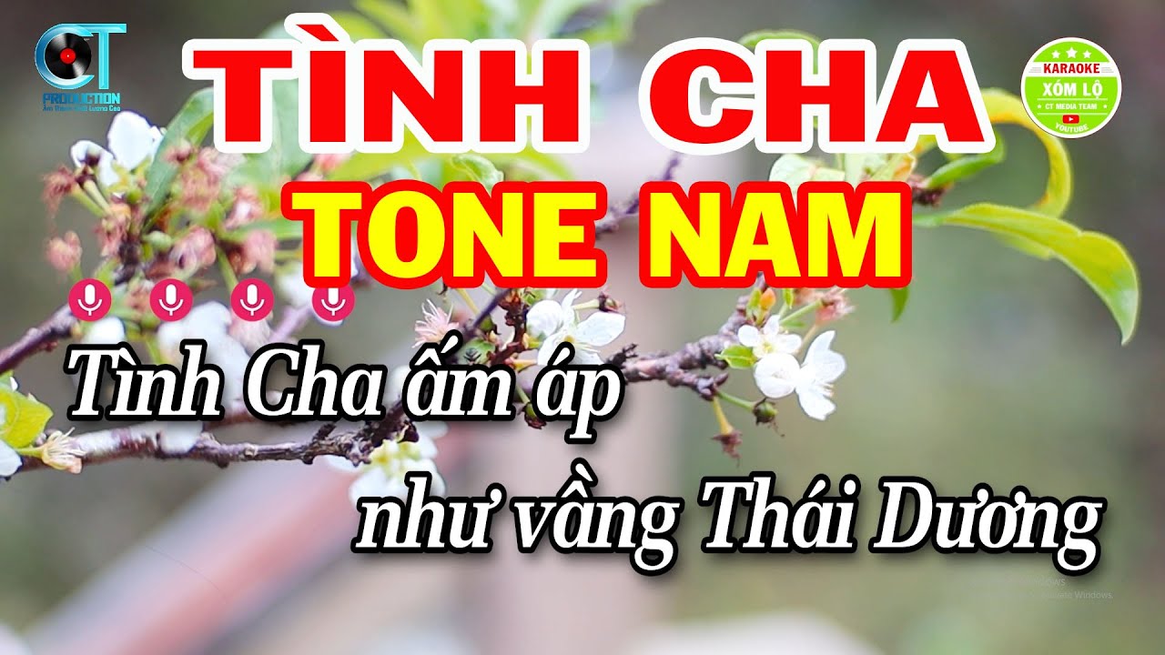Karaoke Tình Cha Tone Nam ( A# ) Nhạc Trữ Tình Dễ Hát | Xóm Lộ