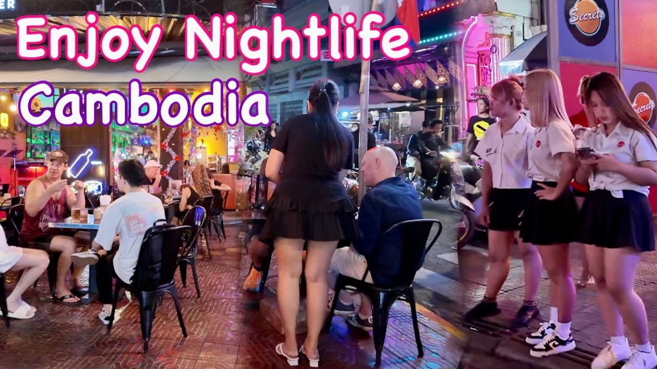 Cambodia Nightlife Phnom Penh Street 136 Walking Tour [4K Tour]