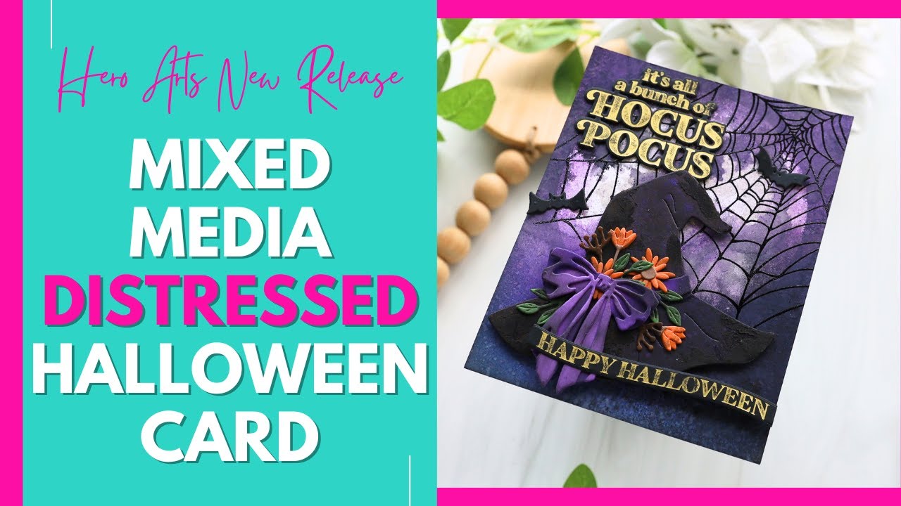 Spooky Mixed Media Distressed Halloween Card | New Release Hero Arts + Distressing TIP!