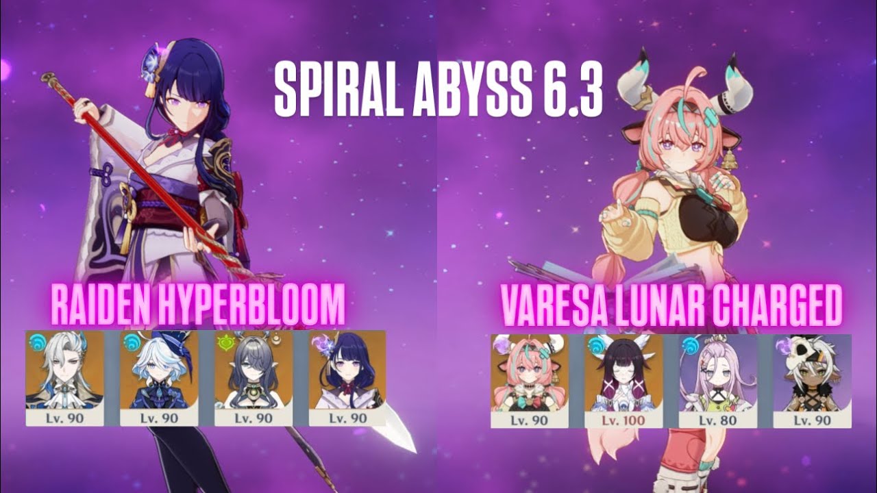 Spiral Abyss 6.3 | C1 Raiden Hyperbloom & C0 Varesa Lunar Charged | Genshin Impact