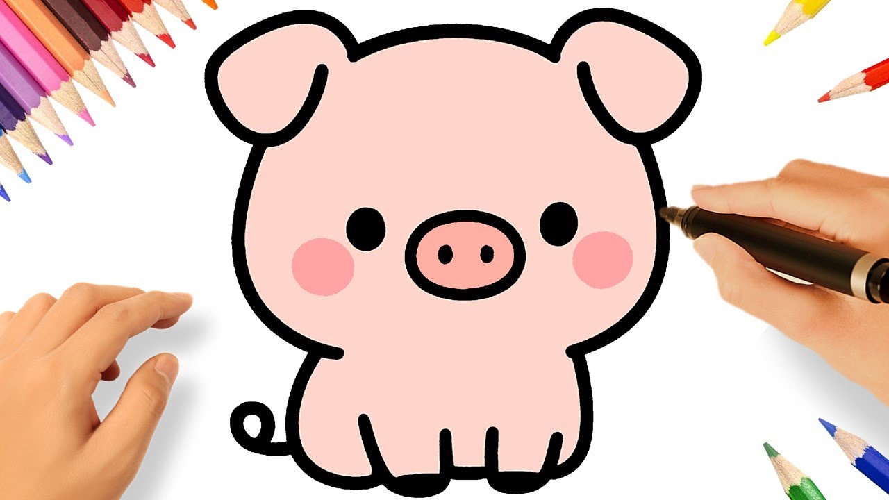 CÓMO DIBUJAR UN CERDITO KAWAII FACIL PARA PRINCIPIANTES 🐷