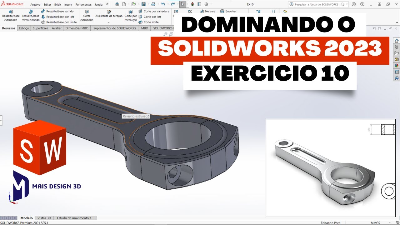 APRENDA SOLIDWORKS EM 2023 | EXERCICIO 10