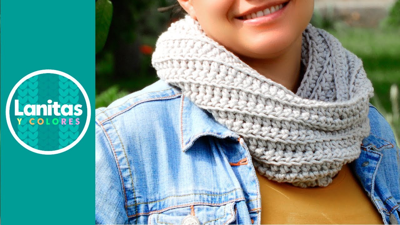 Bufanda INFINITA de lana a crochet f&aacute;cil paso a paso | Easy crochet Scarf