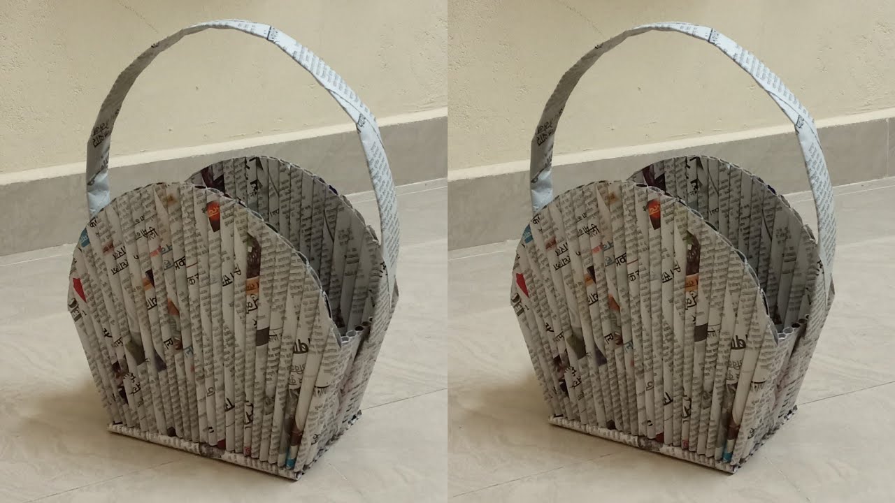 Newspaper basket | how to make a paper bag with newspaper | paper bag making | newspaper craft 