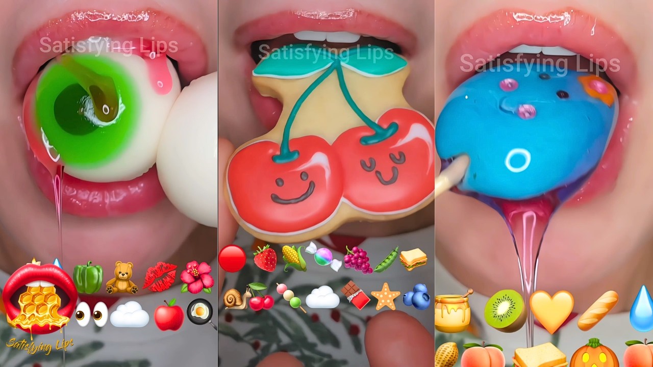ASMR Satisfying Eating Emoji Food Challenge Mukbang Compilation