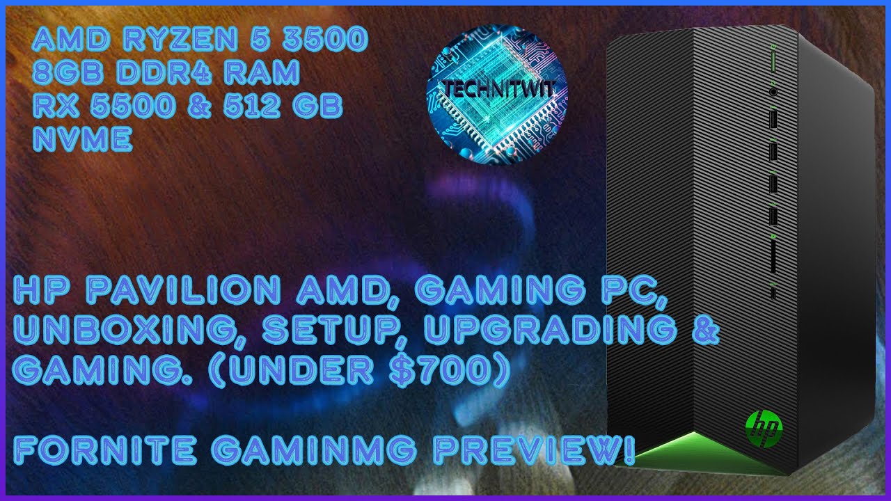 (UNDER $700) HP Pavilion Gaming Desktop TG01 AMD Ryzen 5 3500 RX 5500 8Gb Unboxing & Setup, FPS