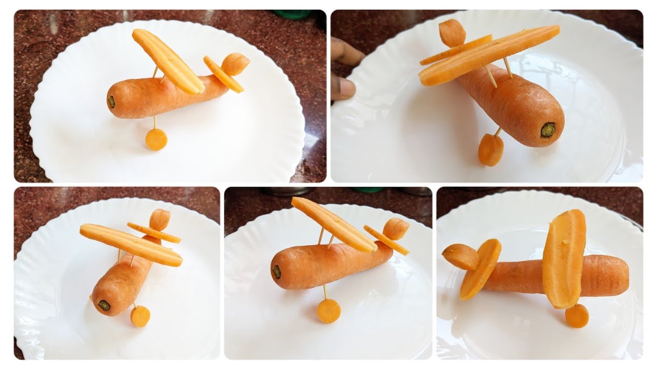 Carrot carving/Art in vegetable/food decoration/carrot aeroplane/carving/Vegetable art/