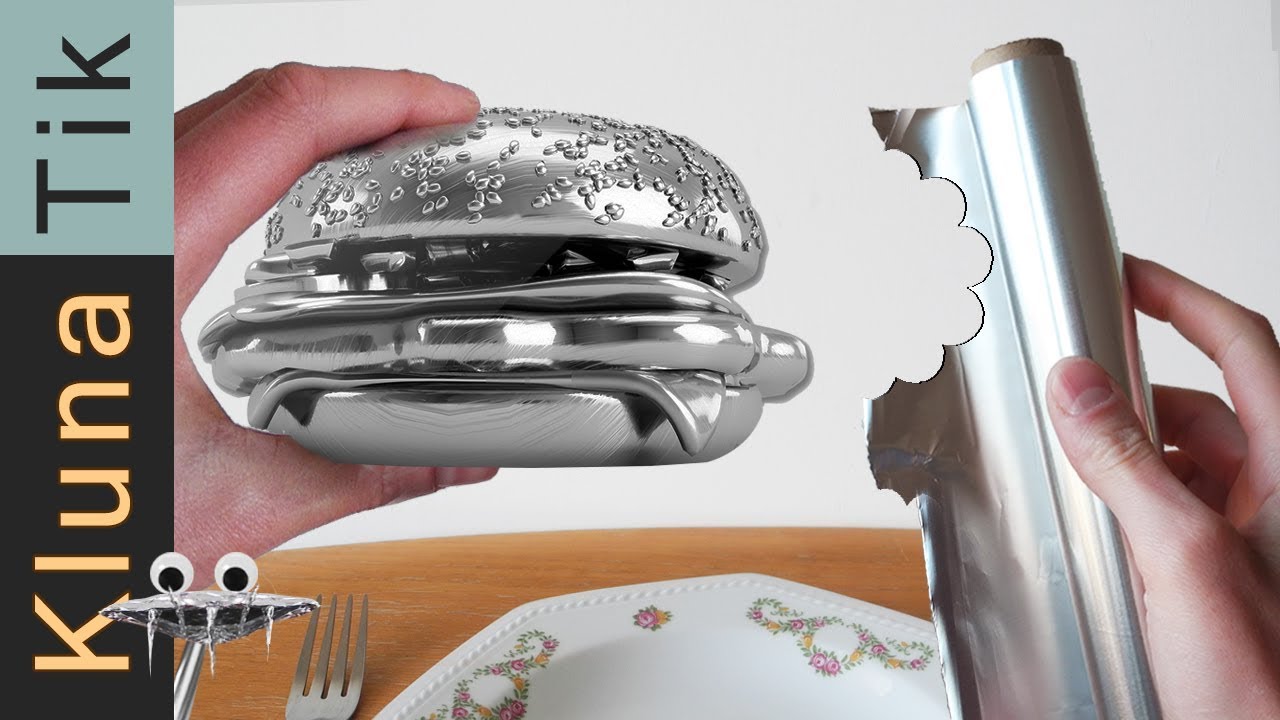 FOIL ball BURGER for lunch! Kluna Tik Dinner| ASMR sounds no talk Papel aluminio bola ,アルミホイルボール
