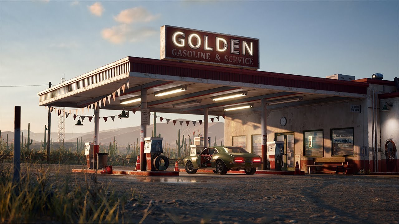 Golden Gasoline - Desert Gas Station - UE4 - 4K
