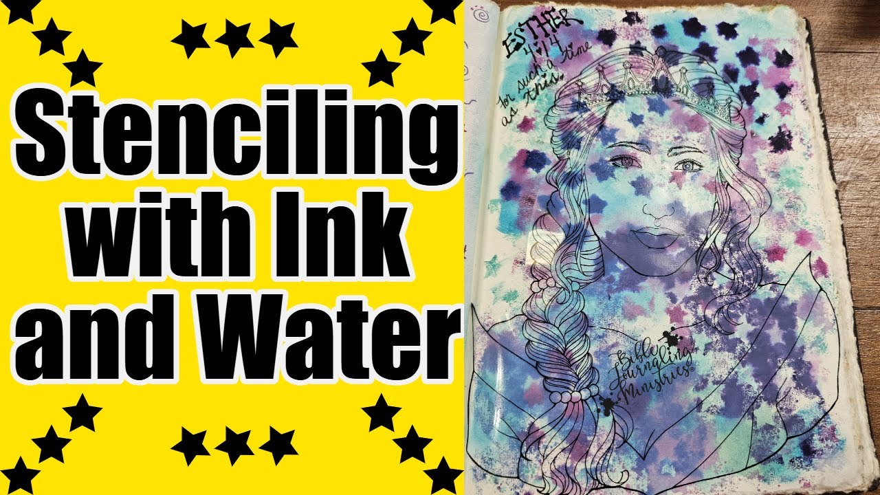 Трафарет с использованием Distress Inks и Shalon