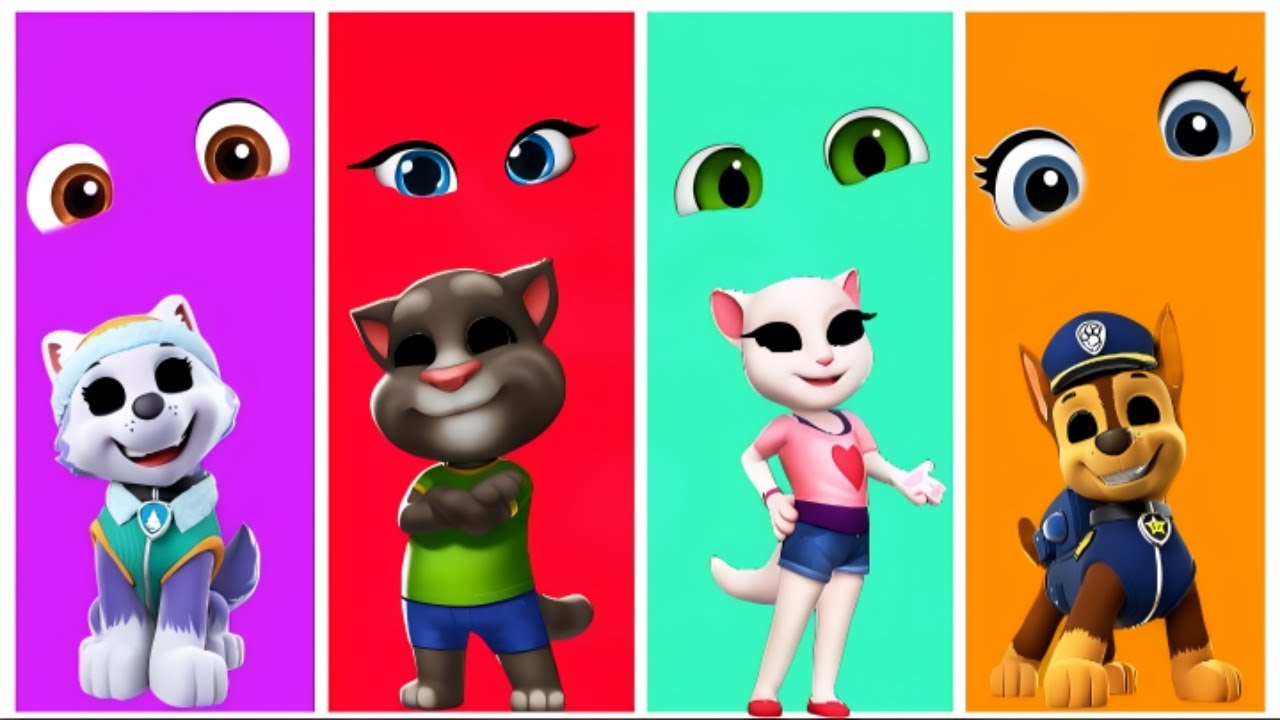 wrong eyes challange👀 Everest VS Talking Tom VS Tom Angella VS Chase #16