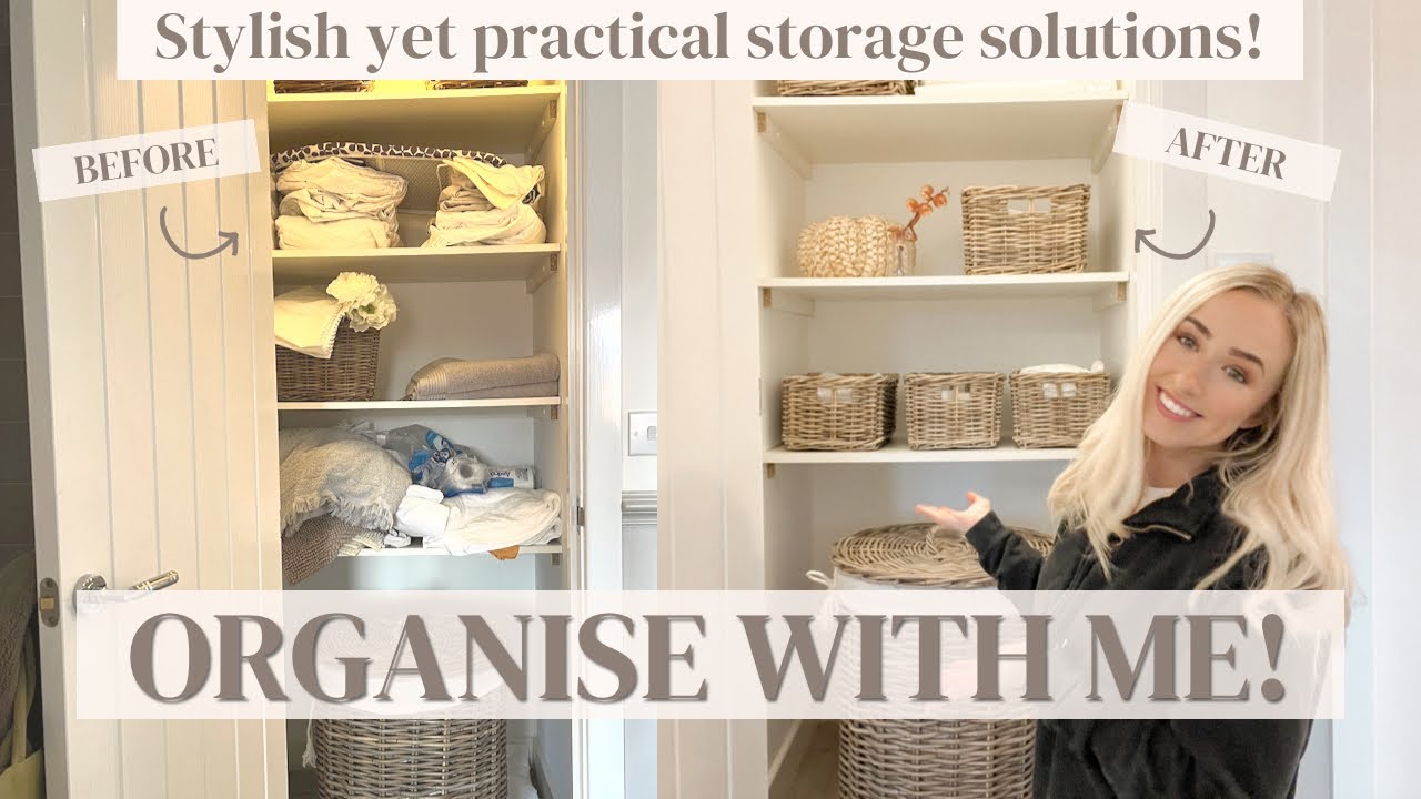 ORGANISE WITH ME | Airing and Laundry cupboard! Storage solutions for small houses before and after
