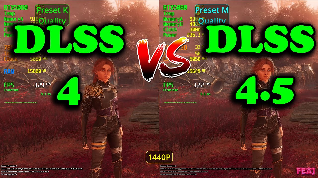 Обновленная версия DLSS 4.5 для разрешения 4K и 1440p по сравнению с DLSS 4.