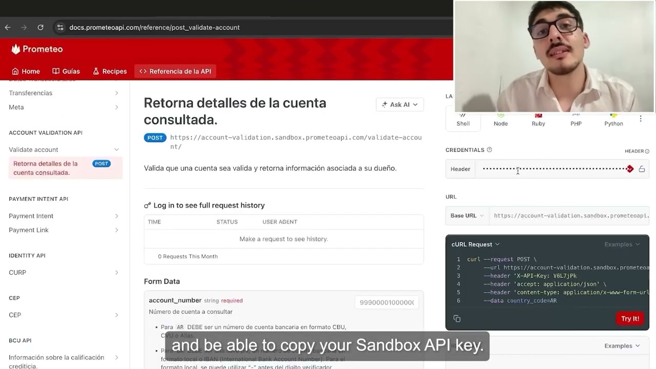 ¿Cómo validar cuentas con la API de Prometeo? Parte 2: Validar cuentas desde el ambiente de Sandbox