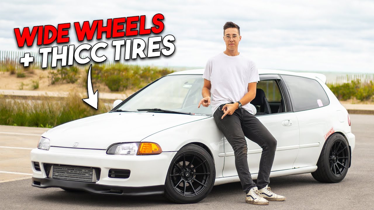 Stock Body Turbo Civic gets Widest Possible Wheels and Tires!