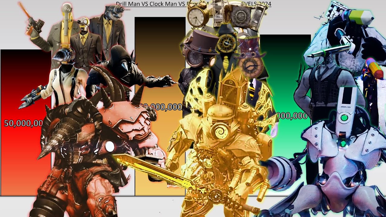 Drillman VS Clockman VS Pencilman POWER LEVELS 🔥(Skibidi Toilet PL)