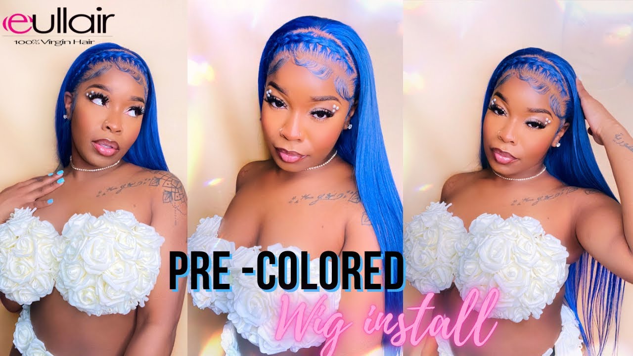 THE PRETTIEST PRE-COLORED  INSTALL 13x4 DARK BLUE WIG Ft. Eullair Hair