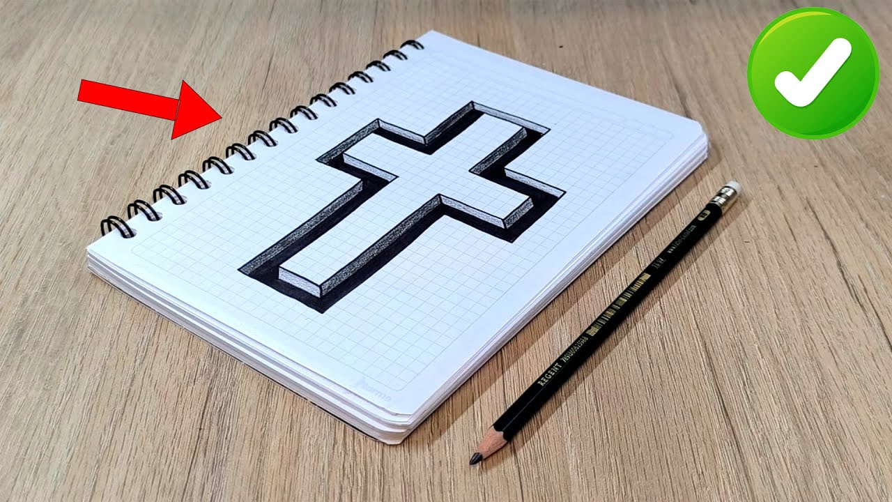 C&oacute;mo HACER una CRUZ  incre&iacute;ble en tu cuaderno? 🔥 Dibujos 3D Faciles