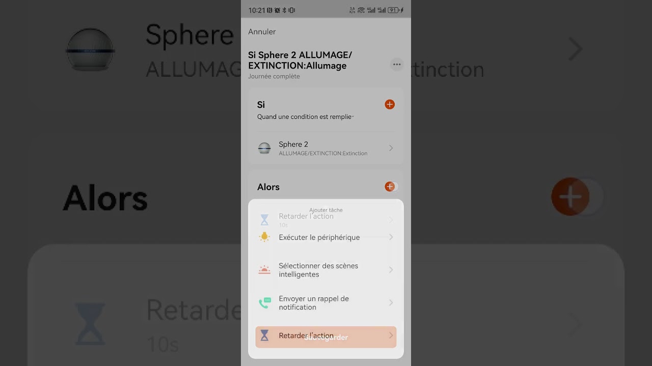 Comment utiliser Sphere+Motion sensor+Obounds pour cr&eacute;er une sc&egrave;ne+minuterie ? Deuxi&egrave;me m&eacute;thode