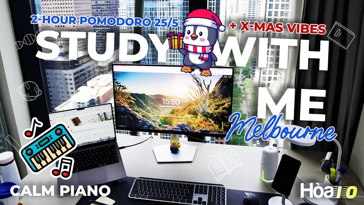 2 giờ Học cùng Hoà IO tại Melbourne - Pomodoro 25-5 - Piano cùng không khí Giáng sinh