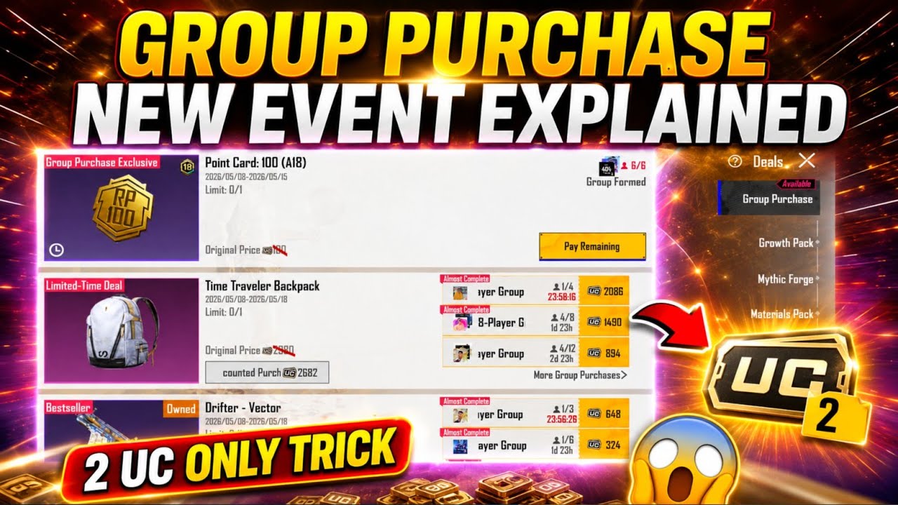 😍GROUP PURCHASE NEW EVENT EXPLAINED IN BGMI & PUBG MOBILE | 2 UC ONLY TRICK | GET 90% DISCOUNT