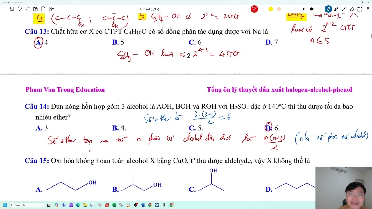 TỔNG ÔN LÝ THUYẾT DẪN XUẤT HALOGEN-ALCOHOL-PHENOL