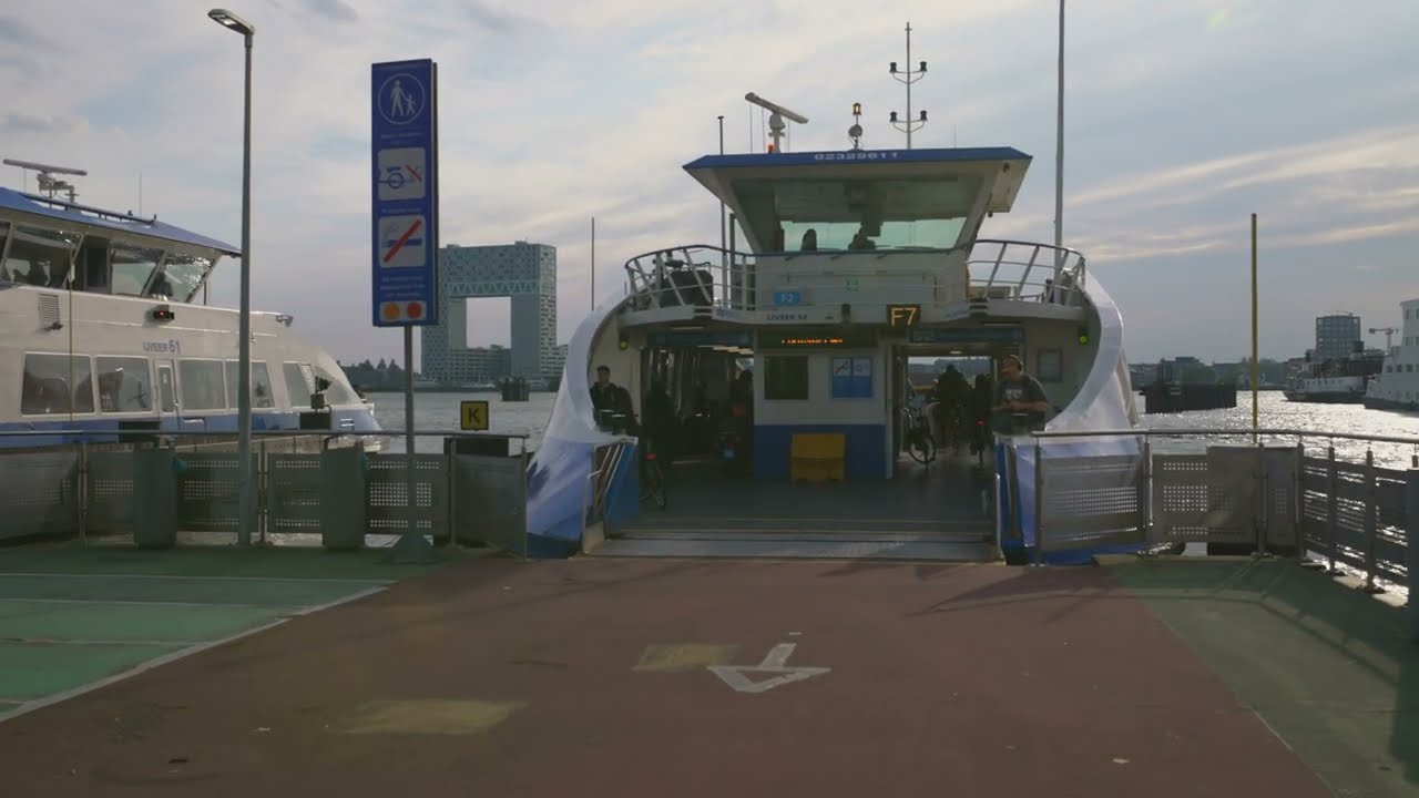 Netherlands, Amsterdam, ferry ride from NDSM-werf to Pontsteiger