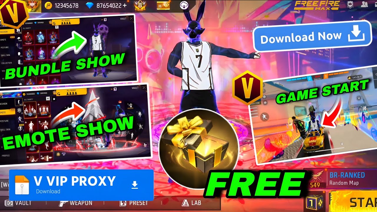 Free Fire VIP Proxy Download 🔥 Emote Show + Bundle Show | Game Start Fix & Diamond Tips | KT Family