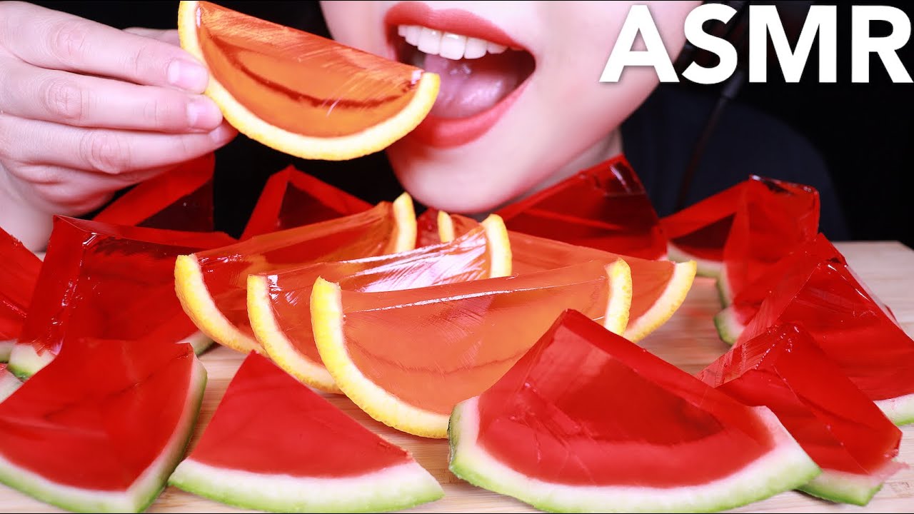 ASMR JELLO FRUIT | Jello Watermelon No Talking Soft Eating Sounds | 食べる音 | 리얼사운드 먹방 노토킹 | Abbey ASMR