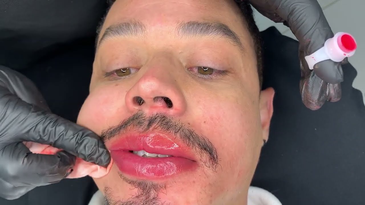 MICROPIGMENTAÇÃO LABIAL - PASSO A PASSO | LÁBIOS MASCULINO #micro #microlabial #micropigmentacao