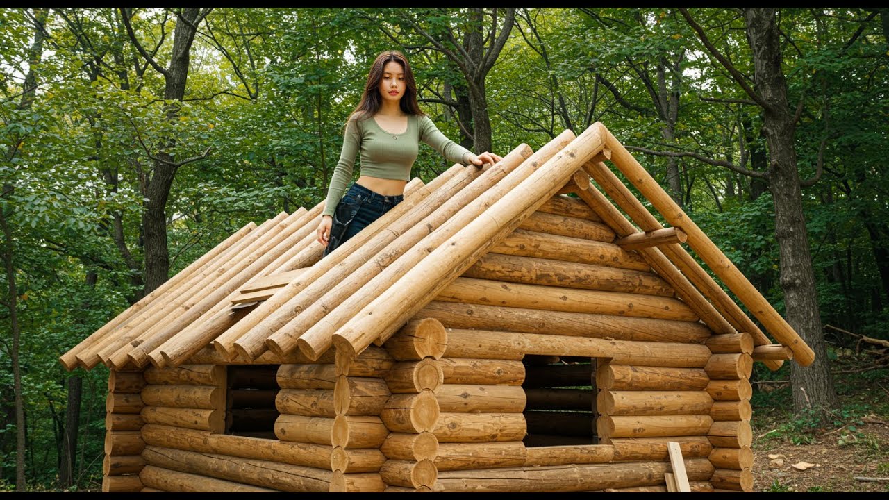 Building a Warm and Cozy bushcraft Dugout  for Survival - Underground shelter, Log wood