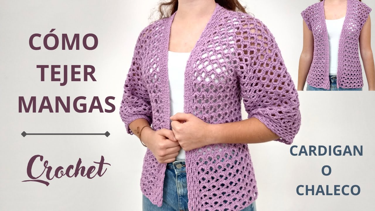 Como tejer mangas a crochet sobre chaleco tejido con gancho